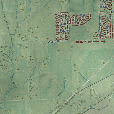 Second close-up of the map of Gardner, Kansas print showing more streets and buildings