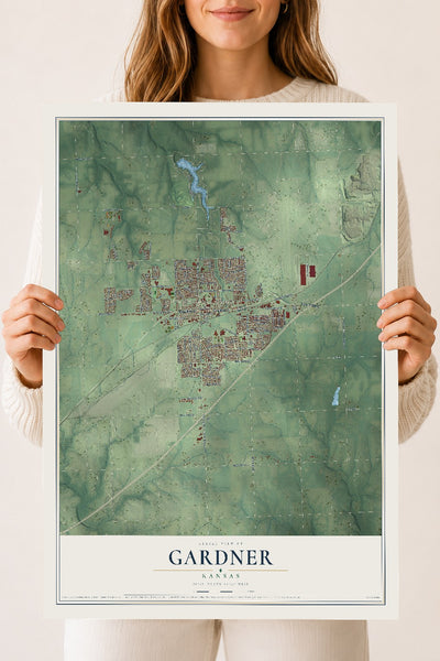 Map of Gardner, Kansas, 18 x 24 inch unframed archival matte print
