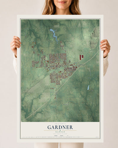 Map of Gardner, Kansas, 24 x 36 inch unframed archival matte print