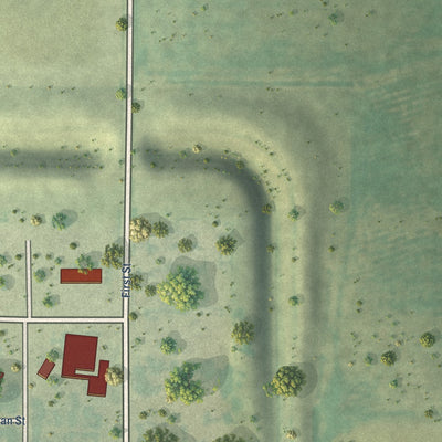 Second close-up of the map of Gaylord, Kansas print showing more streets and buildings