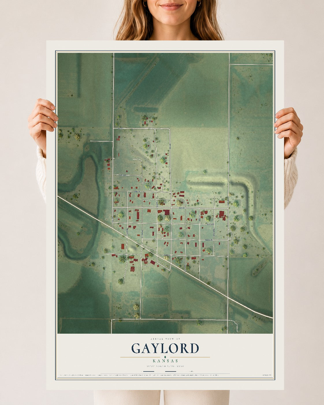 Map of Gaylord, Kansas, 24 x 36 inch unframed archival matte print