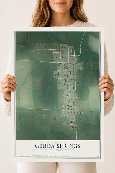 Map of Geuda Springs, Kansas, 18 x 24 inch unframed archival matte print