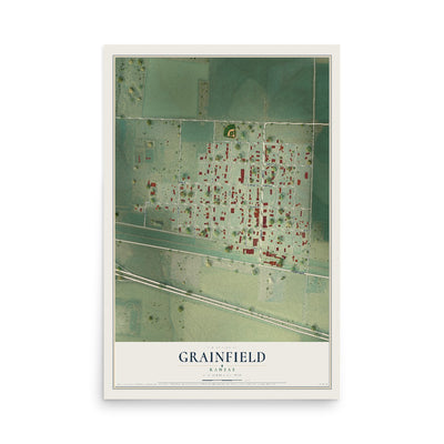 Map of Grainfield, Kansas, 12 x 18 inch unframed archival matte print