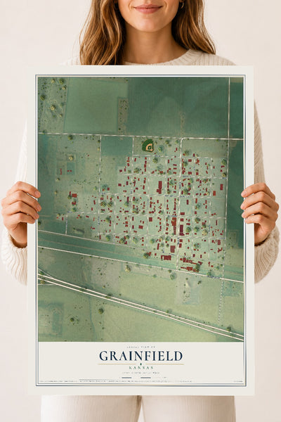 Map of Grainfield, Kansas, 18 x 24 inch unframed archival matte print