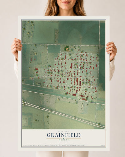 Map of Grainfield, Kansas, 24 x 36 inch unframed archival matte print