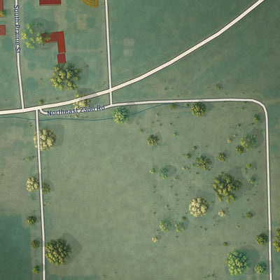 Second close-up of the map of Greeley, Kansas print showing more streets and buildings