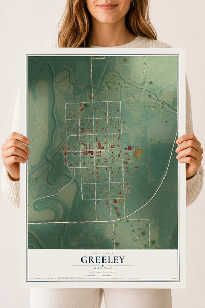 Map of Greeley, Kansas, 18 x 24 inch unframed archival matte print