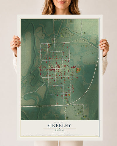 Map of Greeley, Kansas, 24 x 36 inch unframed archival matte print