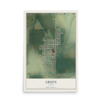 Map of Green, Kansas, 12 x 18 inch unframed archival matte print