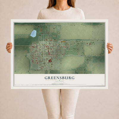 Map of Greensburg, Kansas, 24 x 36 inch unframed archival matte print