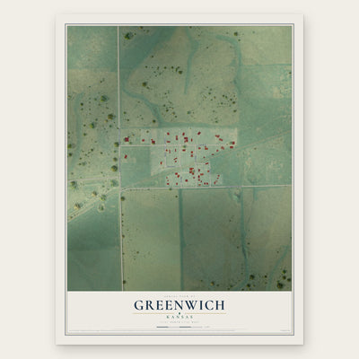 Greenwich, Kansas map print, the full design
