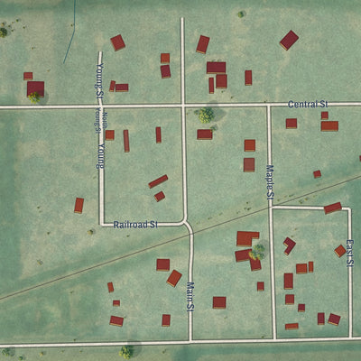 Close-up of the map of Greenwich, Kansas print showing street and building detail