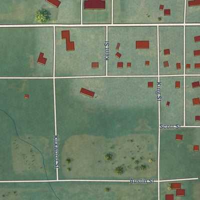Second close-up of the map of Haddam, Kansas print showing more streets and buildings