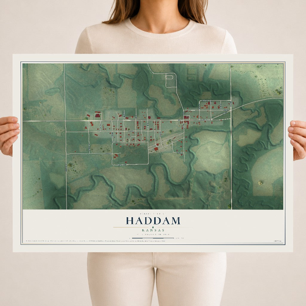 Map of Haddam, Kansas, 18 x 24 inch unframed archival matte print