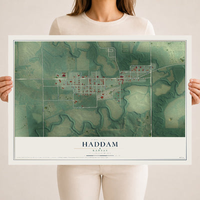 Map of Haddam, Kansas, 18 x 24 inch unframed archival matte print