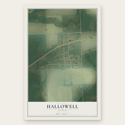 Hallowell, Kansas map print, the full design