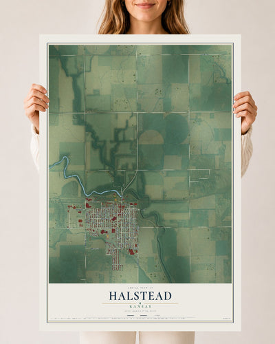 Map of Halstead, Kansas, 24 x 36 inch unframed archival matte print