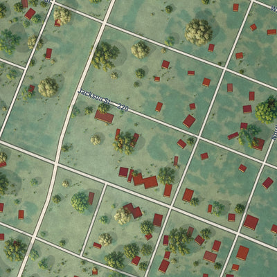 Close-up of the map of Hamilton, Kansas print showing street and building detail