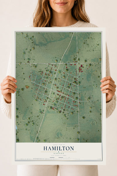 Map of Hamilton, Kansas, 18 x 24 inch unframed archival matte print