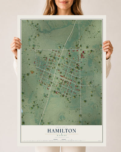 Map of Hamilton, Kansas, 24 x 36 inch unframed archival matte print