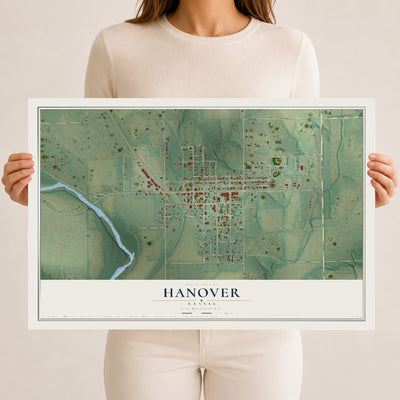 Map of Hanover, Kansas, 12 x 18 inch unframed archival matte print