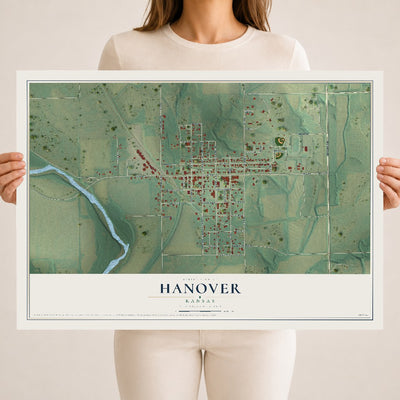 Map of Hanover, Kansas, 18 x 24 inch unframed archival matte print