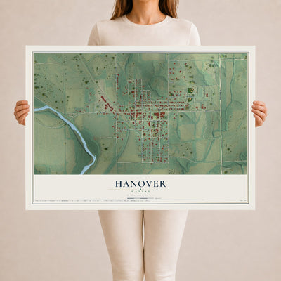 Map of Hanover, Kansas, 24 x 36 inch unframed archival matte print