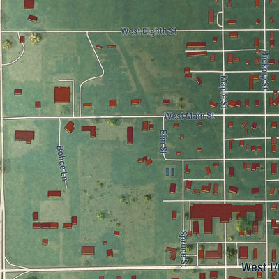 Second close-up of the map of Harper, Kansas print showing more streets and buildings