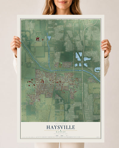 Map of Haysville, Kansas, 24 x 36 inch unframed archival matte print