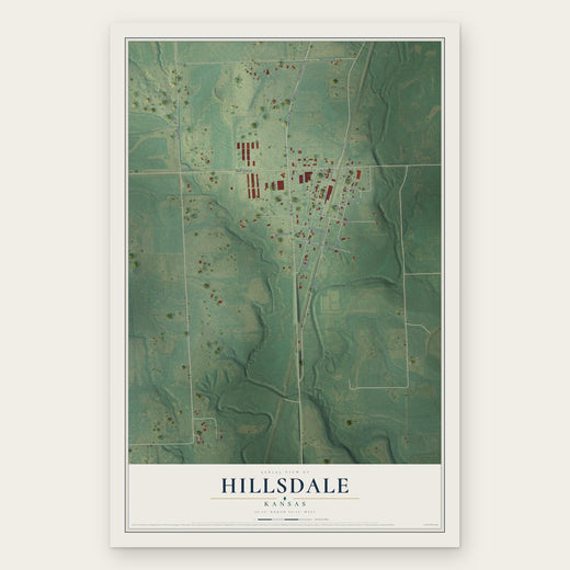 Hillsdale, Kansas map print, the full design