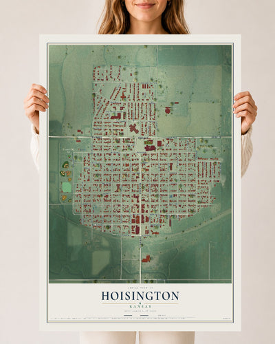 Map of Hoisington, Kansas, 24 x 36 inch unframed archival matte print