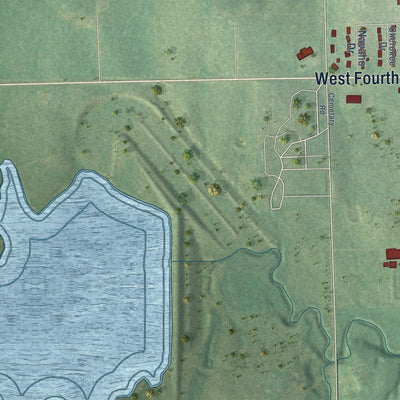 Second close-up of the map of Holton, Kansas print showing more streets and buildings