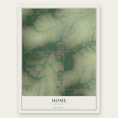 Home, Kansas map print, the full design
