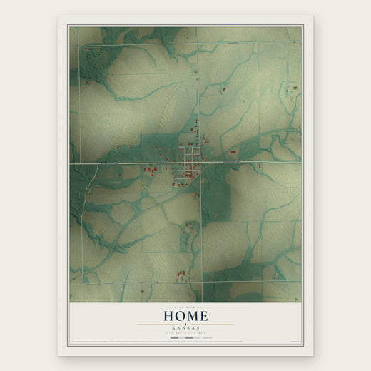 Home, Kansas map print, the full design