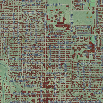 Close-up of the map of Hutchinson, Kansas print showing street and building detail