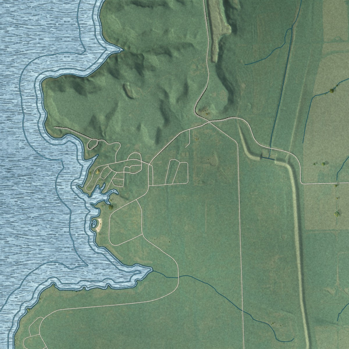 Second close-up of the map of Independence, Kansas print showing more streets and buildings