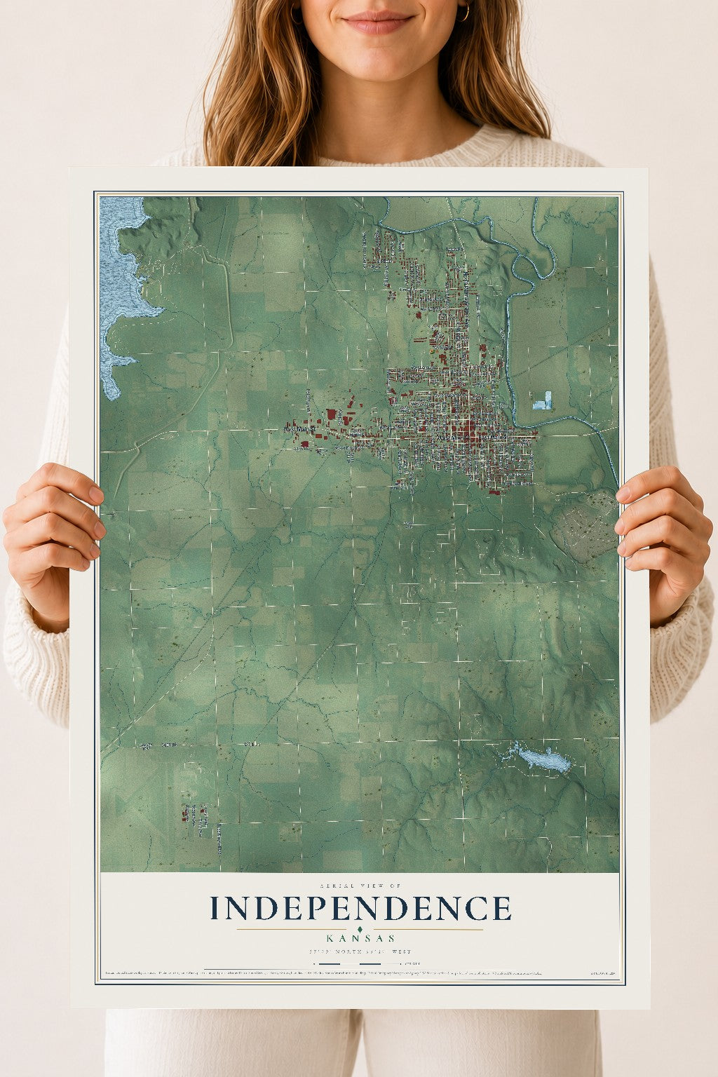 Map of Independence, Kansas, 18 x 24 inch unframed archival matte print