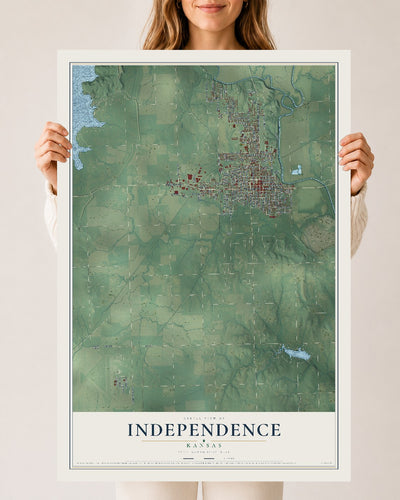 Map of Independence, Kansas, 24 x 36 inch unframed archival matte print