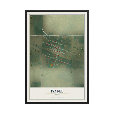 Map of Isabel, Kansas, 12 x 18 inch print in a black wood frame