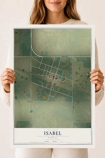 Map of Isabel, Kansas, 18 x 24 inch unframed archival matte print