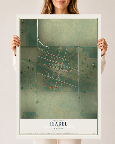 Map of Isabel, Kansas, 24 x 36 inch unframed archival matte print
