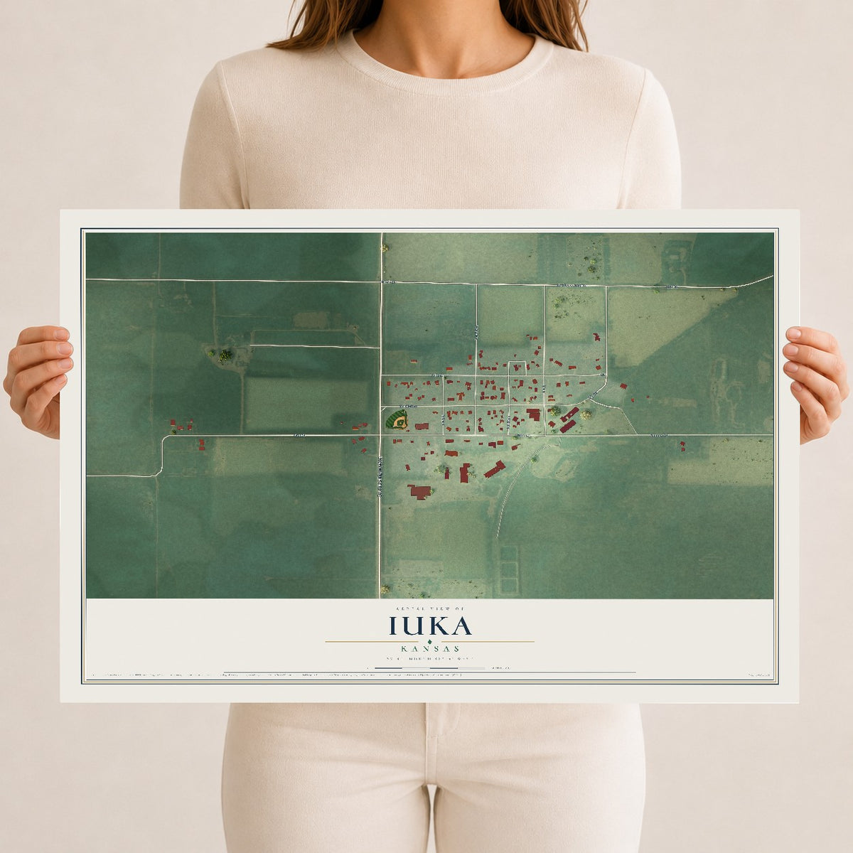 Map of Iuka, Kansas, 12 x 18 inch unframed archival matte print