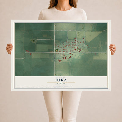 Map of Iuka, Kansas, 24 x 36 inch unframed archival matte print