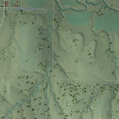 Second close-up of the map of Jetmore, Kansas print showing more streets and buildings