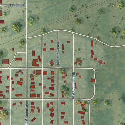 Second close-up of the map of Kanopolis, Kansas print showing more streets and buildings