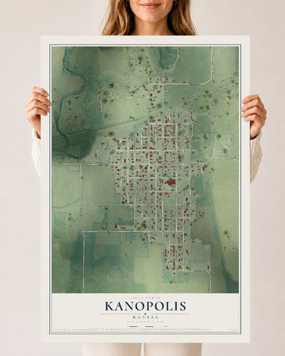 Map of Kanopolis, Kansas, 24 x 36 inch unframed archival matte print