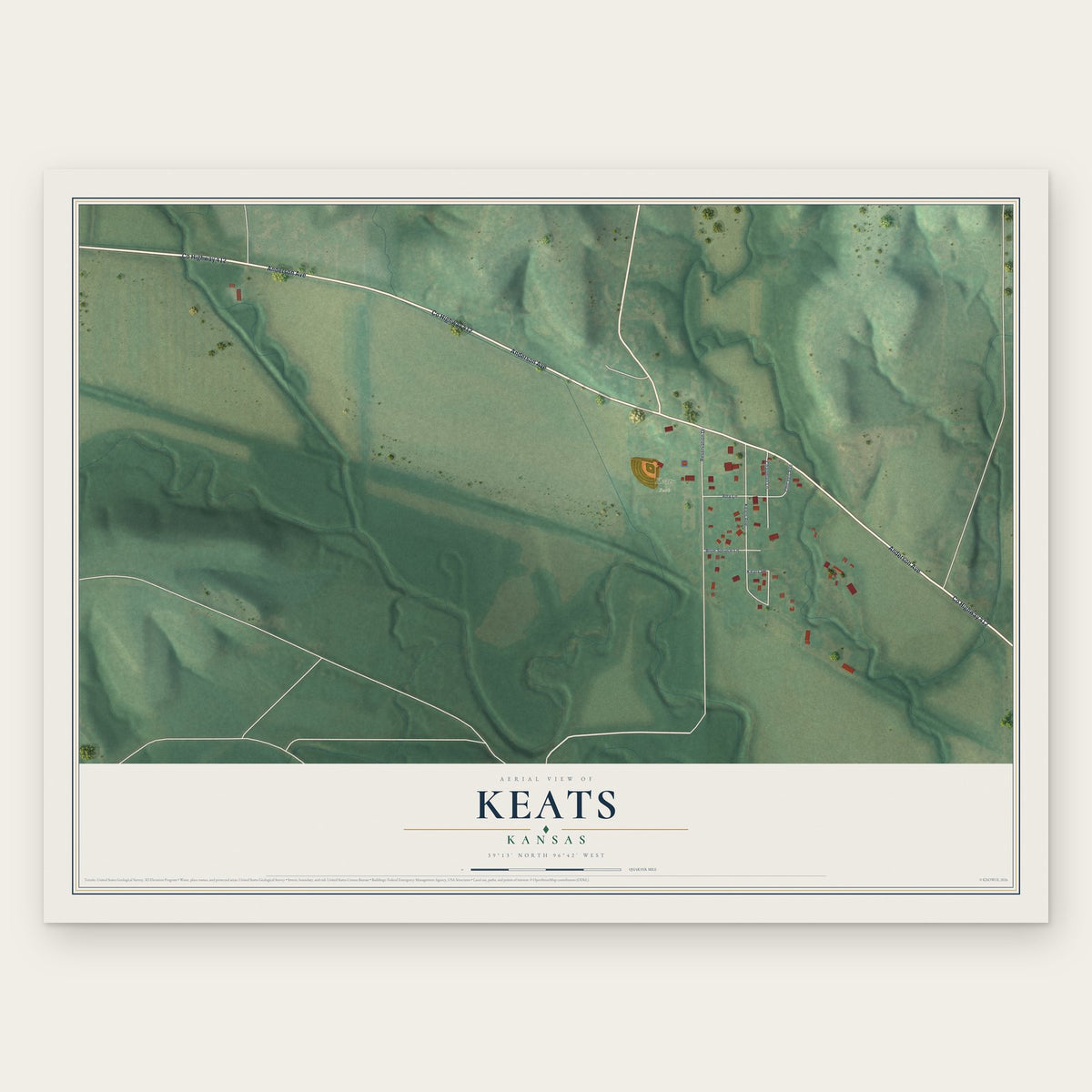 Keats, Kansas map print, the full design