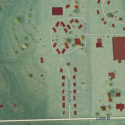 Close-up of the map of Kickapoo Tribal Center, Kansas print showing street and building detail