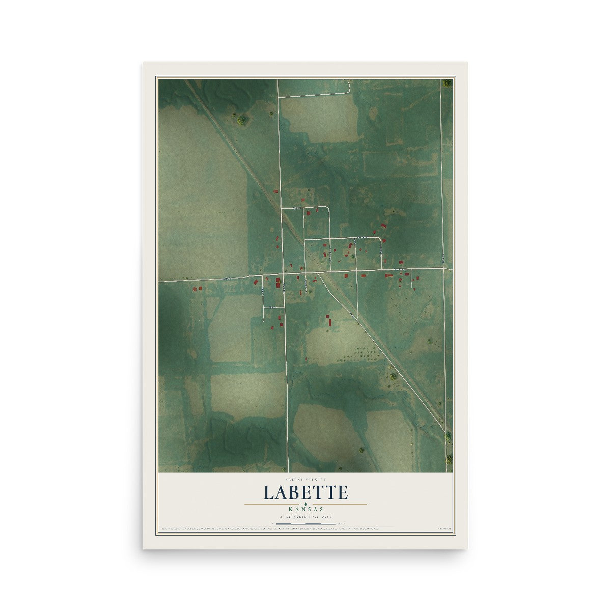 Map of Labette, Kansas, 12 x 18 inch unframed archival matte print