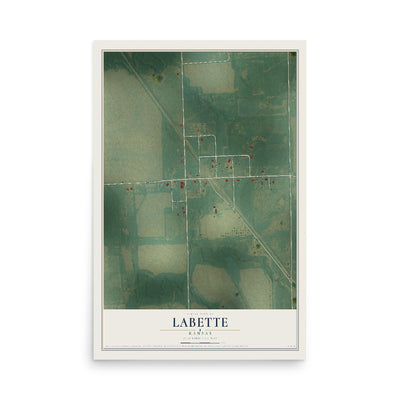 Map of Labette, Kansas, 12 x 18 inch unframed archival matte print